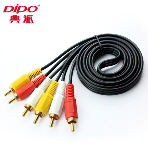 DIPO 3 to 3 RCA Analog Audio Video  Yellow Red and White gold Cables
